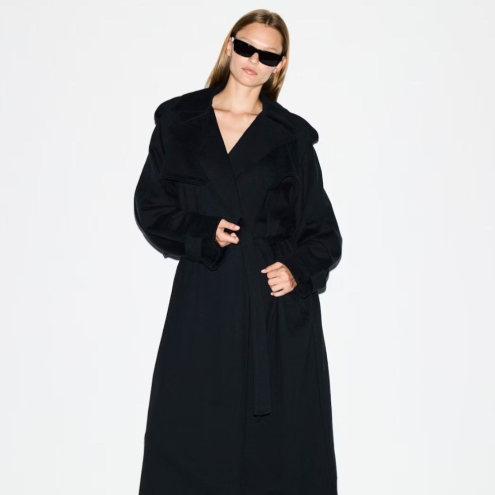NWT Skims Boyfriend Fleece Oversized Trench Coat in Onyx